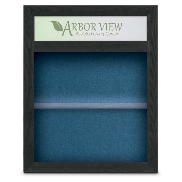 Outdoor Enclosed Combo Board, 42"x32", Satin Frame/Green & Cobalt